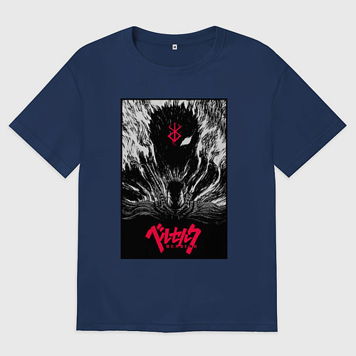 Женская футболка оверсайз Berserker knight / Тёмно-синий – фото 1