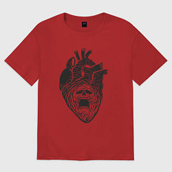 Футболка оверсайз женская Мёртвое сердце с черепом, цвет: красный