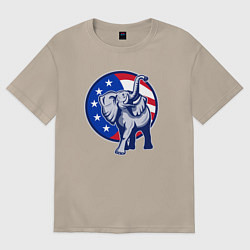 Футболка оверсайз женская USA elephant, цвет: миндальный