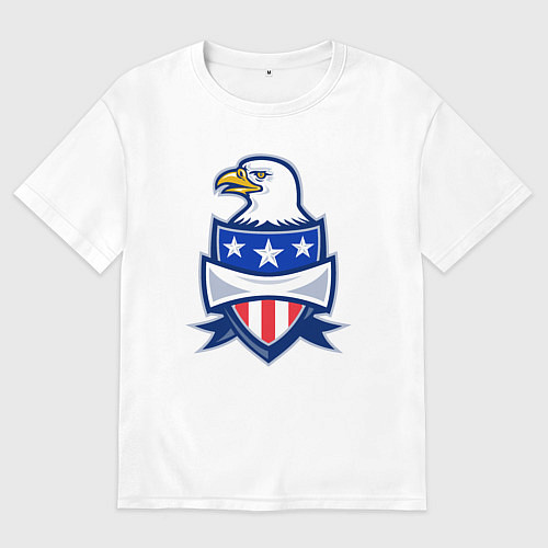 Женская футболка оверсайз Орёл и американский щит / Белый – фото 1