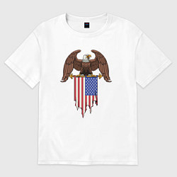Футболка оверсайз женская Орёл с американским флагом, цвет: белый