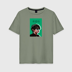 Футболка оверсайз женская Техен зеленый, цвет: авокадо