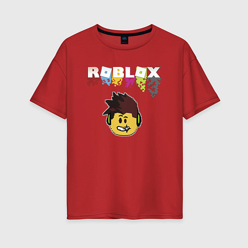 Женская футболка оверсайз Roblox pixel - роблокс пиксель видеоигра для детей / Красный – фото 1