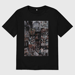 Футболка оверсайз женская Художник коллаж, цвет: черный