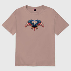 Футболка оверсайз женская Орёл - USA, цвет: пыльно-розовый