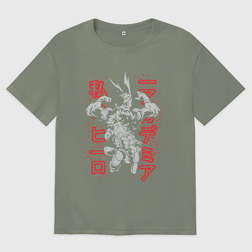 Женская футболка оверсайз Моя геройская академия Изуку Мидория All Might / Авокадо – фото 1