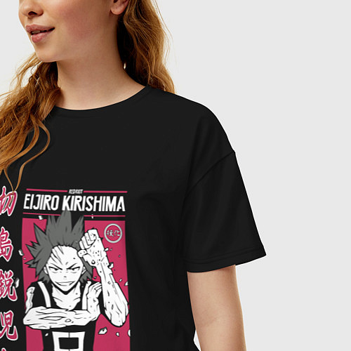 Женская футболка оверсайз Моя геройская академия My Hero Academia Эйдзиро Ки / Черный – фото 3