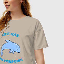 Футболка оверсайз женская Life has no porpoise, цвет: миндальный — фото 2