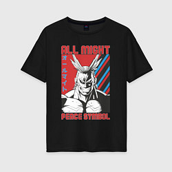 Женская футболка оверсайз Моя геройская академия All Might pease symbol