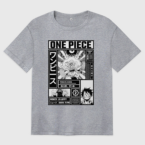 Женская футболка оверсайз Счастливый Луффи - Ван Пис / Меланж – фото 1