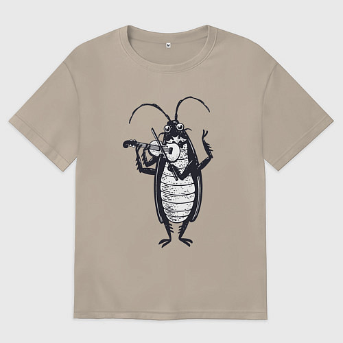 Женская футболка оверсайз Таракан скрипач / Миндальный – фото 1