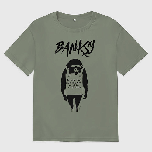 Женская футболка оверсайз Обезьяна граффити уличное искусство Banksy / Авокадо – фото 1