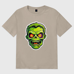 Футболка оверсайз женская Голова зомби, цвет: миндальный