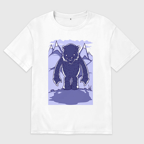 Женская футболка оверсайз Медведь и тень в горах / Белый – фото 1