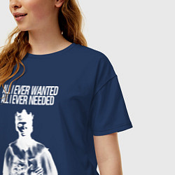 Футболка оверсайз женская In my arms белый, цвет: тёмно-синий — фото 2