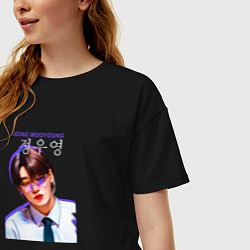 Футболка оверсайз женская Jeong Wooyoung Ateez, цвет: черный — фото 2