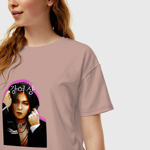 Женская футболка оверсайз Kang Yeosang Ateez / Пыльно-розовый – фото 3