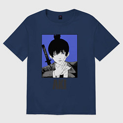 Футболка оверсайз женская Человек-бензопила Aki, цвет: тёмно-синий