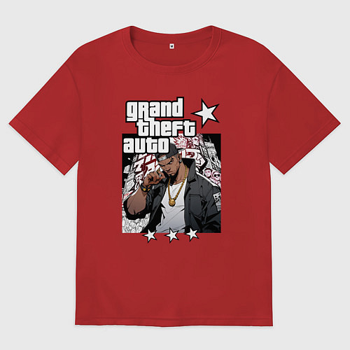 Женская футболка оверсайз Темнокожий бандит из GTA 6 / Красный – фото 1
