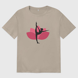 Футболка оверсайз женская Лотос - йога, цвет: миндальный