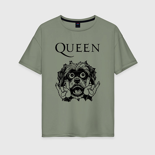 Женская футболка оверсайз Queen - rock dog / Авокадо – фото 1