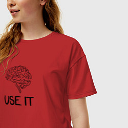 Футболка оверсайз женская Use it brain, цвет: красный — фото 2
