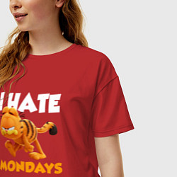 Футболка оверсайз женская Гарфилд ненавижу понедельники, цвет: красный — фото 2