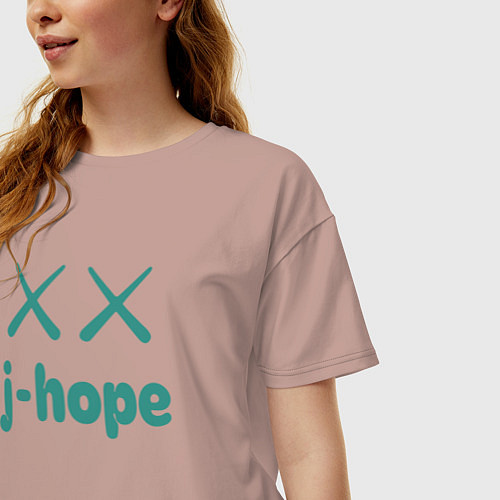 Женская футболка оверсайз BTS jhope / Пыльно-розовый – фото 3