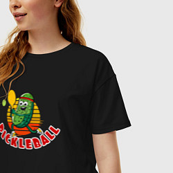 Футболка оверсайз женская Спорт теннис Pickleball, цвет: черный — фото 2