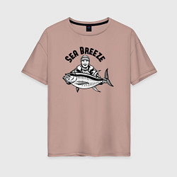 Футболка оверсайз женская Fish breeze, цвет: пыльно-розовый