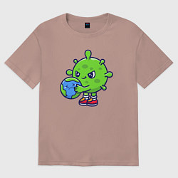 Футболка оверсайз женская Вирус и планета, цвет: пыльно-розовый