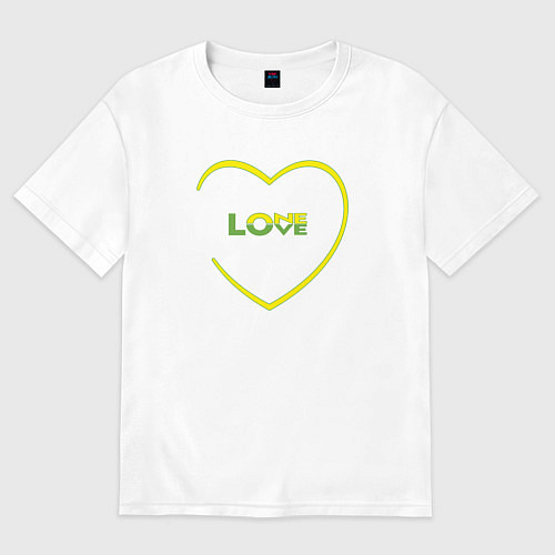 Женская футболка оверсайз Сердце в цветах флага Ямайки - one love Боб Марли / Белый – фото 1