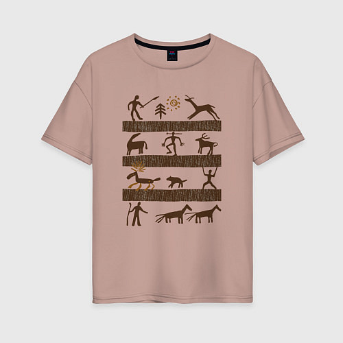 Женская футболка оверсайз Древняя охота / Пыльно-розовый – фото 1