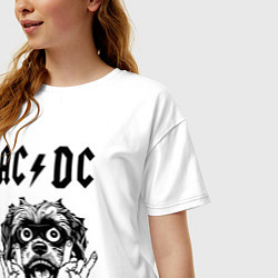 Футболка оверсайз женская AC DC - rock dog, цвет: белый — фото 2