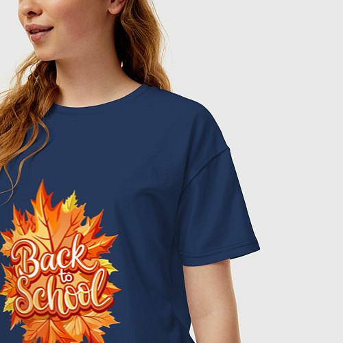 Женская футболка оверсайз Собираемся снова в школу / Тёмно-синий – фото 3