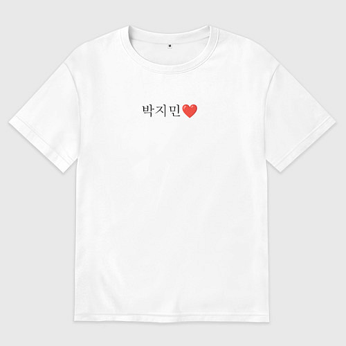 Женская футболка оверсайз BTS Park Ji-min иероглифами / Белый – фото 1