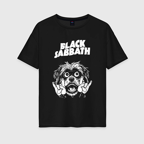 Женская футболка оверсайз Black Sabbath rock dog / Черный – фото 1