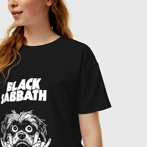 Женская футболка оверсайз Black Sabbath rock dog / Черный – фото 3