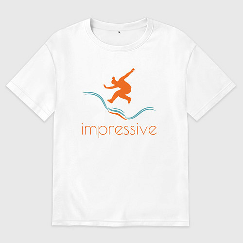 Женская футболка оверсайз Силуэт и надпись impressive / Белый – фото 1