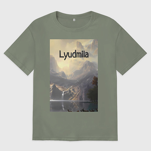 Женская футболка оверсайз Lyudmila горная долина / Авокадо – фото 1