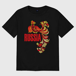 Футболка оверсайз женская Russia, цвет: черный