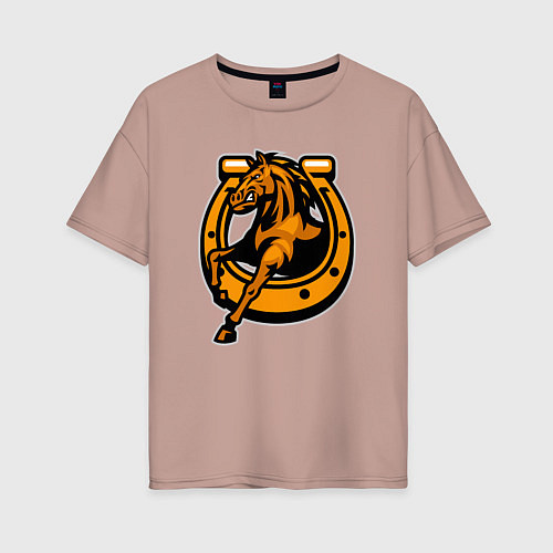 Женская футболка оверсайз Лошадь и подкова / Пыльно-розовый – фото 1