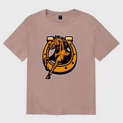 Футболка оверсайз женская Лошадь и подкова, цвет: пыльно-розовый