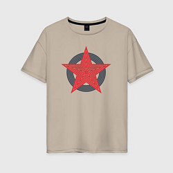 Футболка оверсайз женская Red star symbol, цвет: миндальный