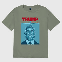 Футболка оверсайз женская Трамп - челюсти, цвет: авокадо