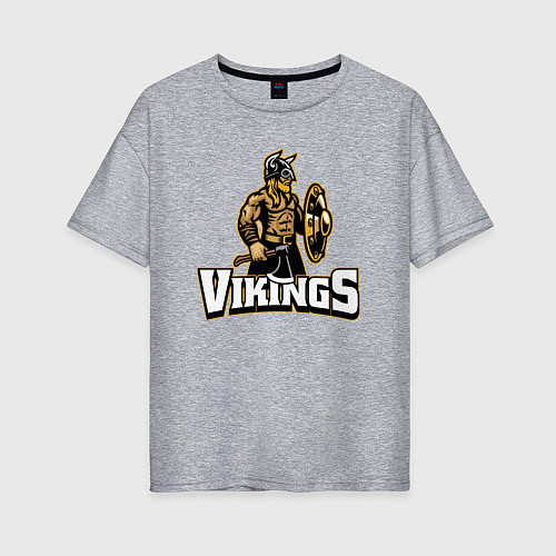 Женская футболка оверсайз Vikings team / Меланж – фото 1