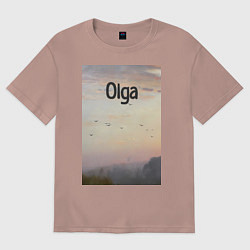 Футболка оверсайз женская Olga птицы в тумане, цвет: пыльно-розовый