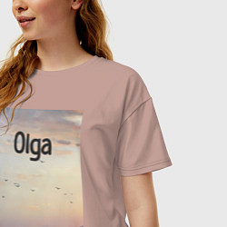 Футболка оверсайз женская Olga птицы в тумане, цвет: пыльно-розовый — фото 2