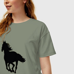 Футболка оверсайз женская Силуэт коня, цвет: авокадо — фото 2