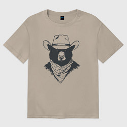 Футболка оверсайз женская Медведь ковбой, цвет: миндальный